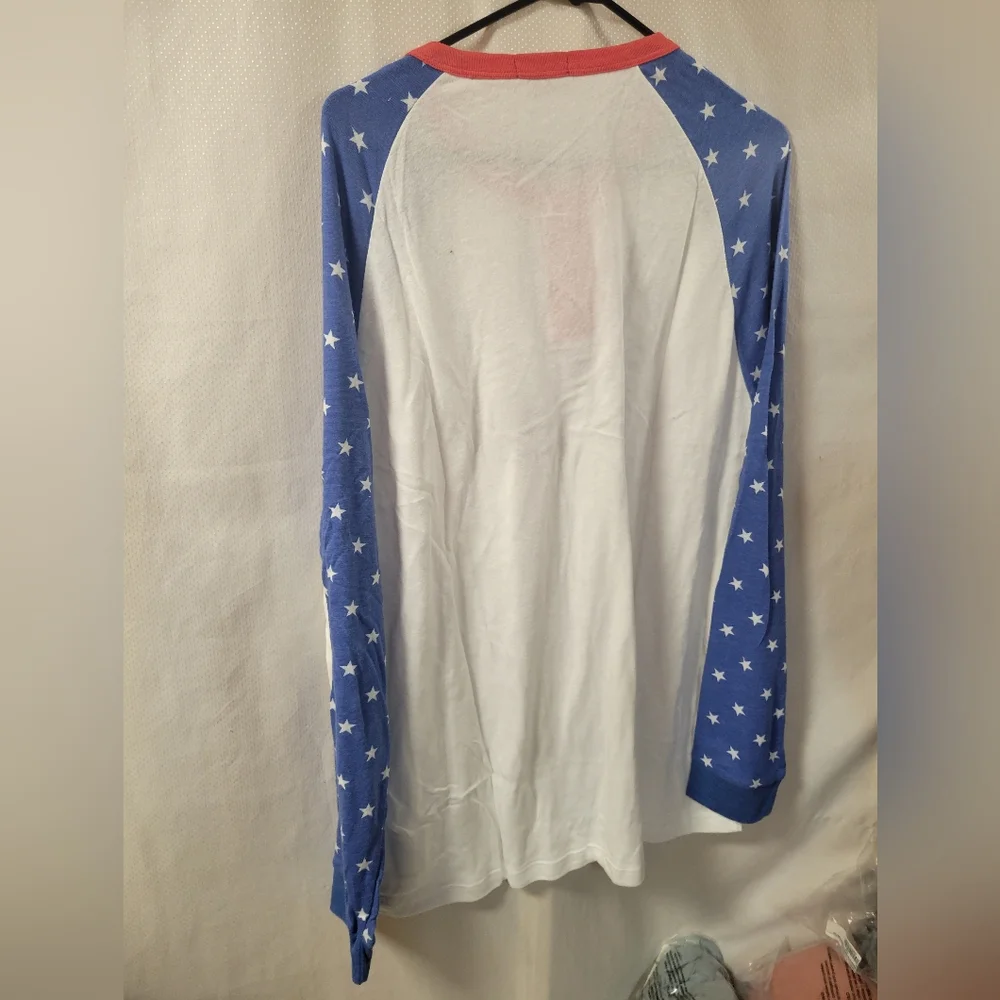 Tipsy Elves NWT Mens Patriotic‎ USA long Sleeve Henley Shirt Size XXL